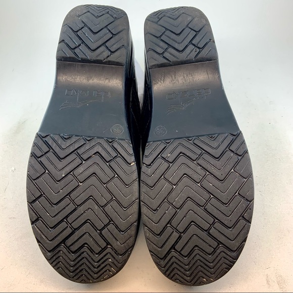 Dansko Black Oiled Metal Floral Patricia Professional Stapled Clogs 38 7.5 8 - Picture 9 of 11
